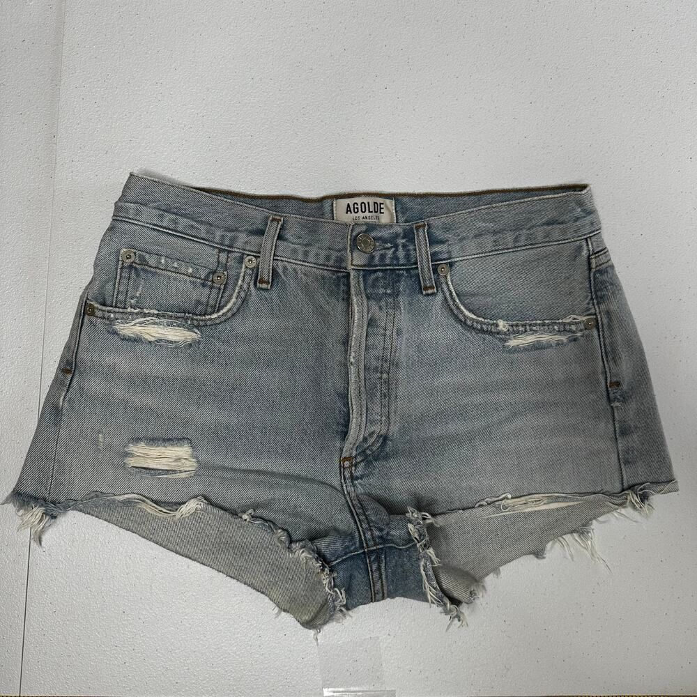Agolde Denim button fly destressed shorts Size: 26 Festival Beach Vacation boho